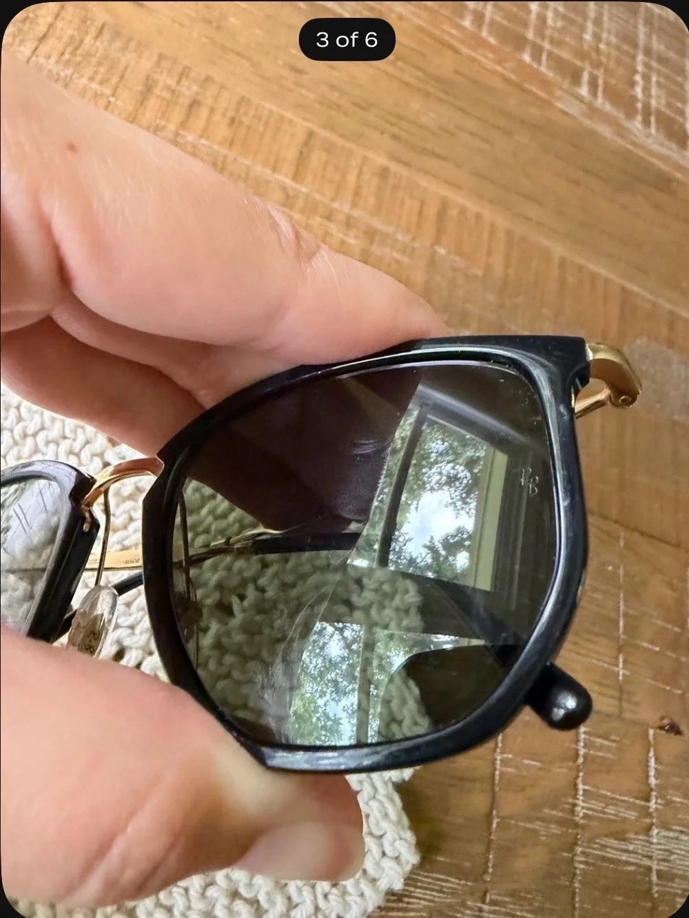 Ray-Ban Black & Gold Cat Eye Sunglasses with Dark Green Lenses